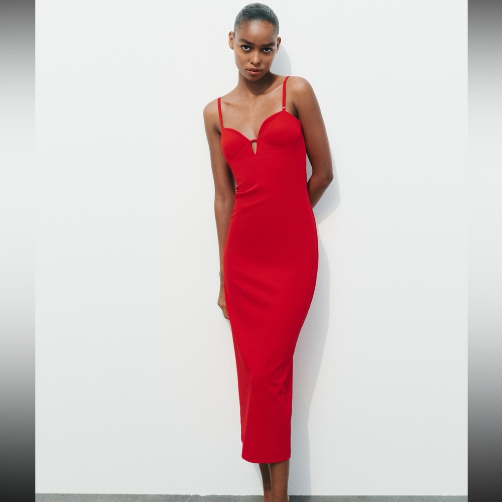 Zara Red Midi Dress